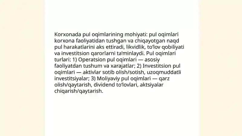 Korxonada pul oqimlarini boshqarish 3