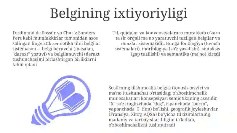 Tilning semiotik tabiati. Til - belgi, ramzlar tizimi 3