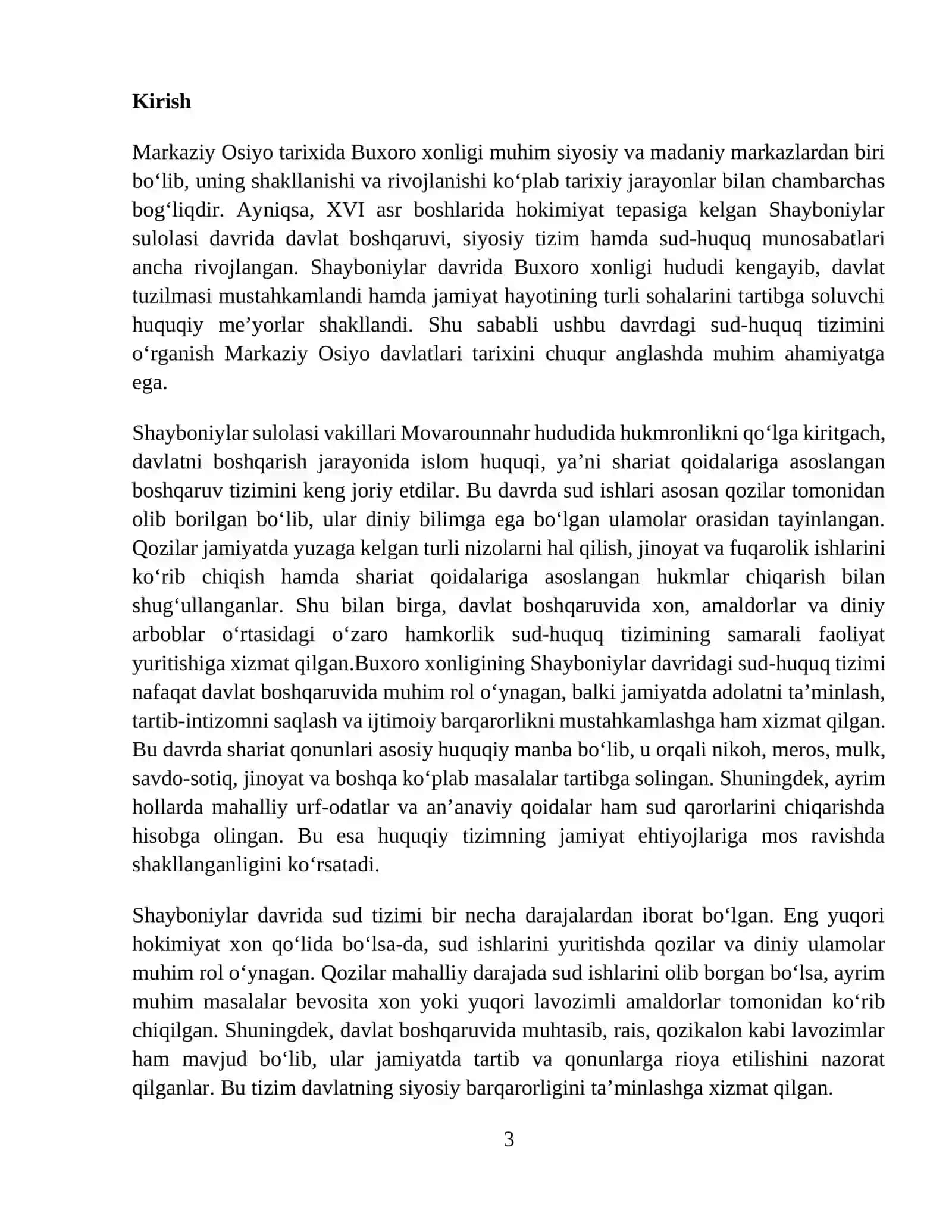 Buxoro xonligining Shayboniylar davrida sud-huquq tizimi 3