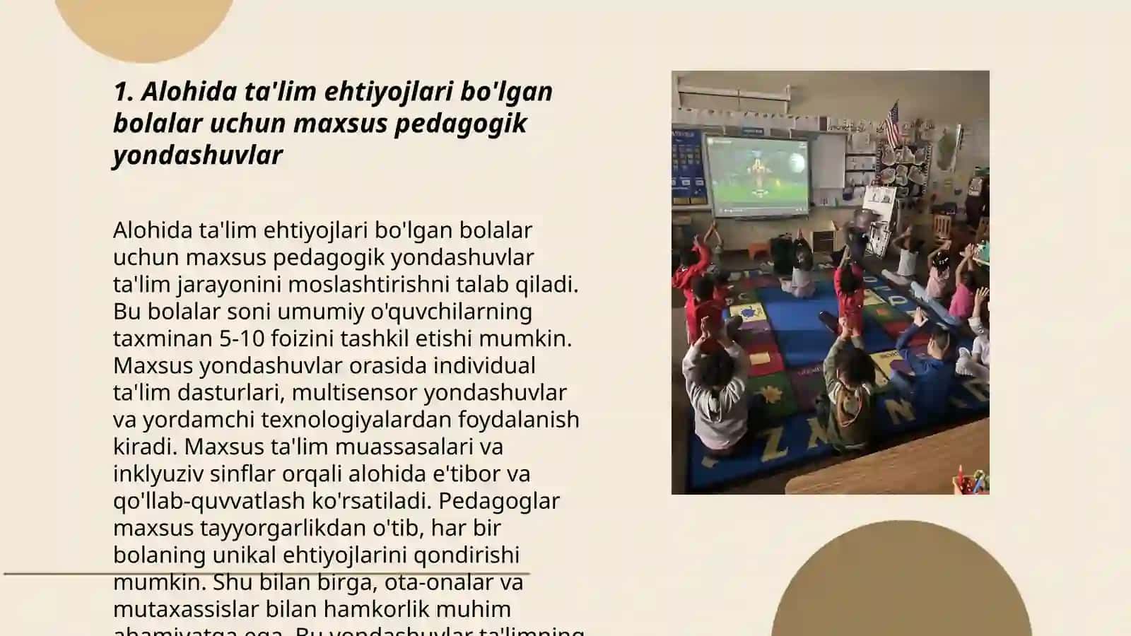 Alohida ta'lim ehtiyojlari bo'lgan bolani samarali inluziyasi uchun ichki sharoitlar 3