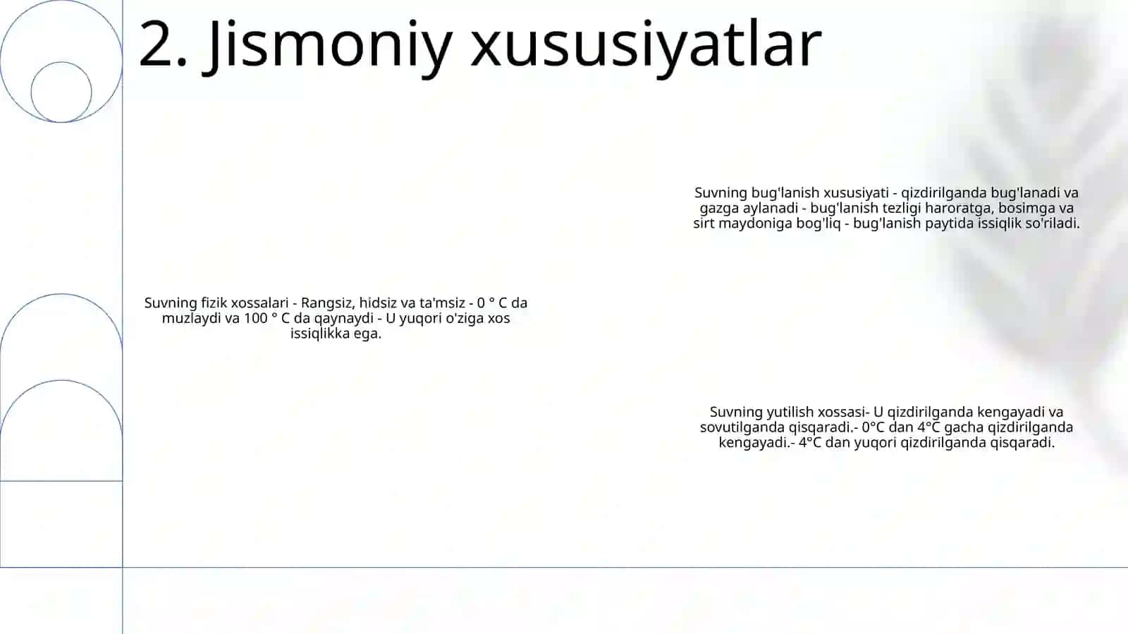 Suv Bug'Ining Asosiy Xossalari 3