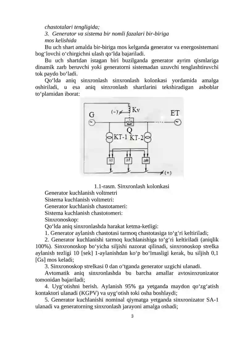 SINXRON GENERATORLARNI ISHLATISH 3