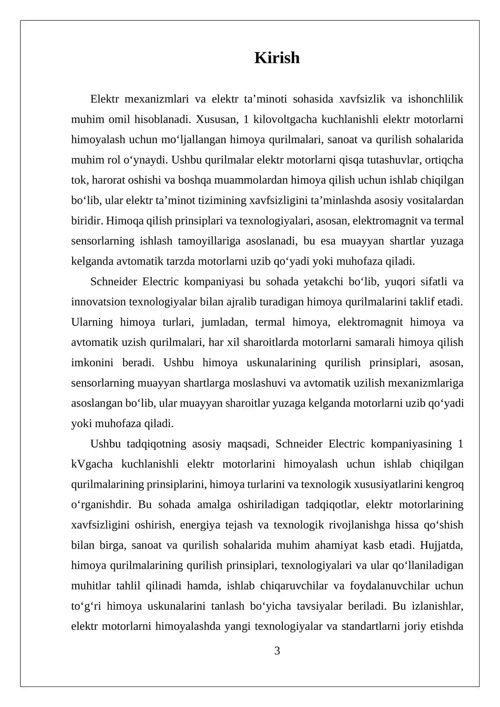 SCHNEIDER ELECTRIC KOMPANIYASINING 1 KVGACHA KUCHLANISHLI ELEKTR MOTORLARINI HIMOYAQILISH QURILMALARI: HIMOYA QURILMALARINI QURISH PRINSIPLARI; HIMOYA TURLARI 3