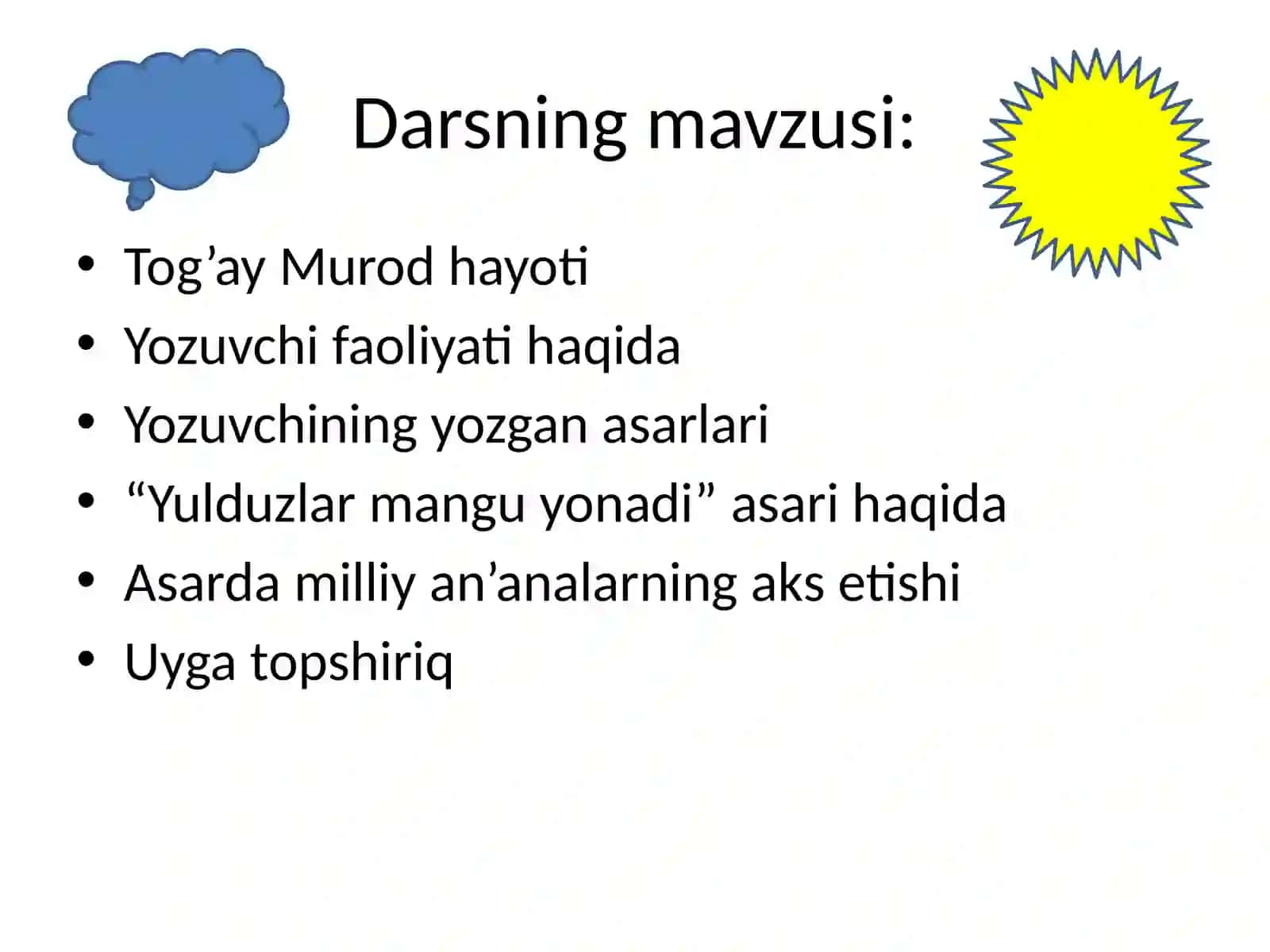 Tog’ay Murodhayotivaijodi. “Yulduzlarmanguyonadi”qissasihaqida 3