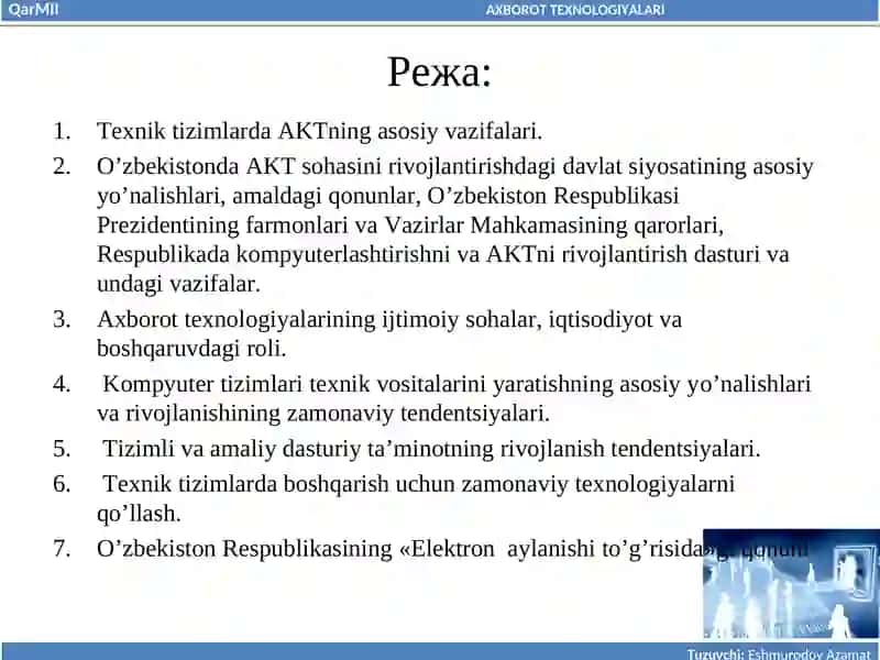 Axborot Texnologiyalari fanining predmeti va vazifalari 3