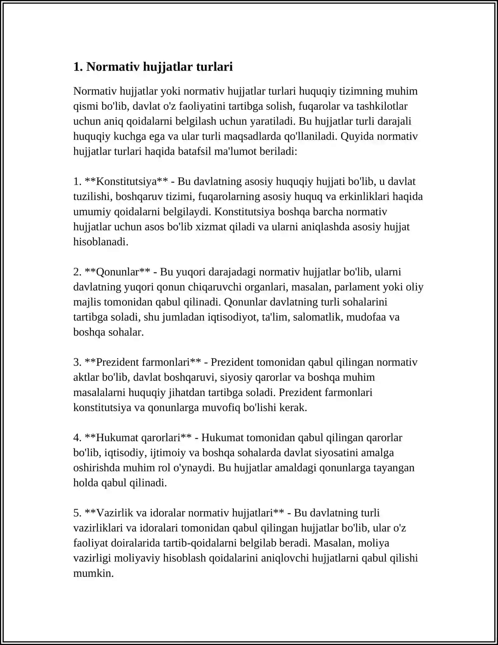 NORMATIV HUJJATLAR VA YUKLARINI TASHISH TARTIBLARI OʻRGANISH 3