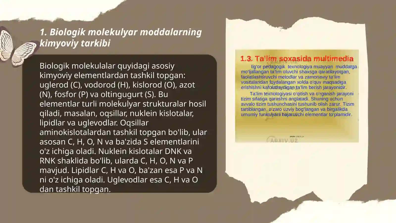 Biologik molekulyar moddalarning kimyoviy tarkibi 3