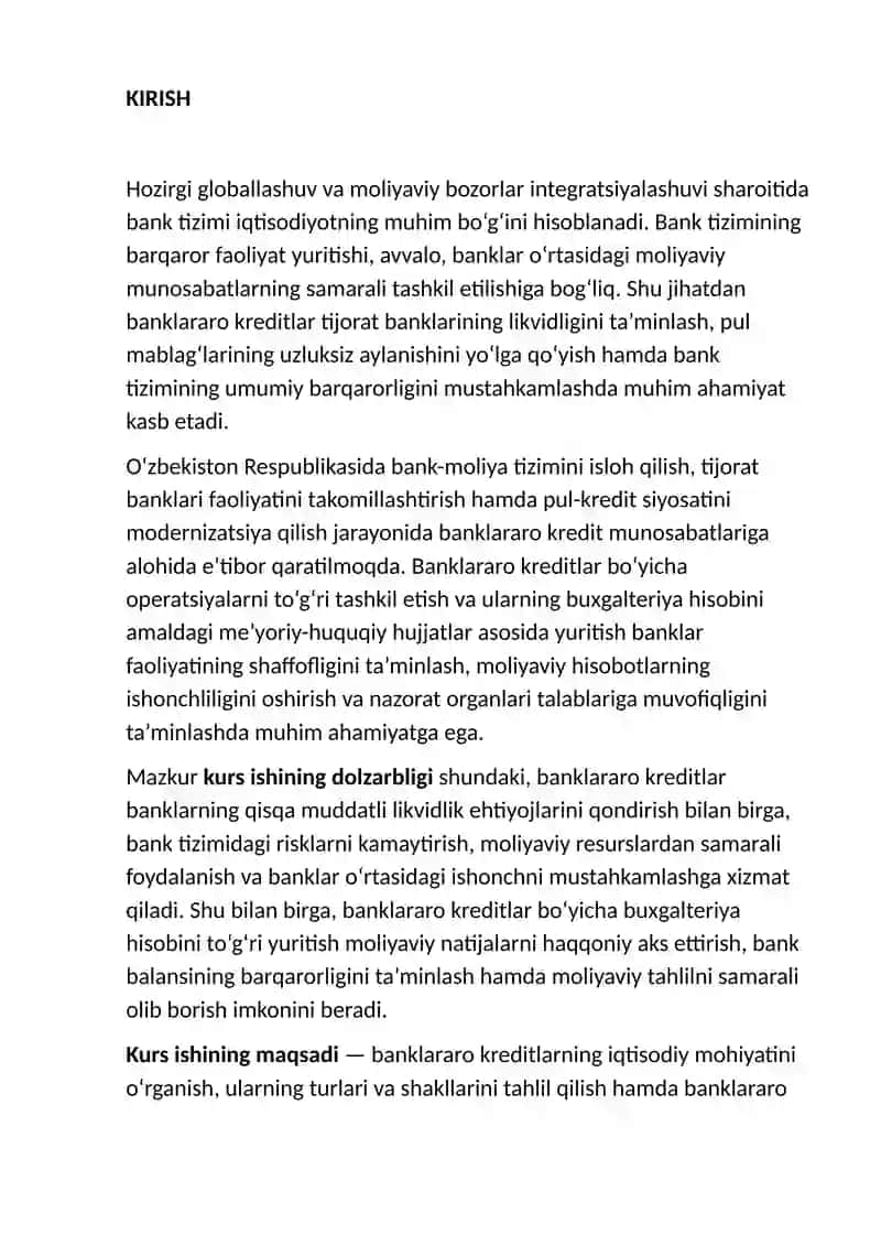 Banklararo kreditlar va ularning buxgalteriya hisobi 3