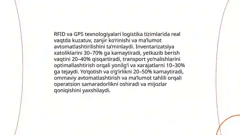 RFID va GPS texnologiyalari logistikada 3