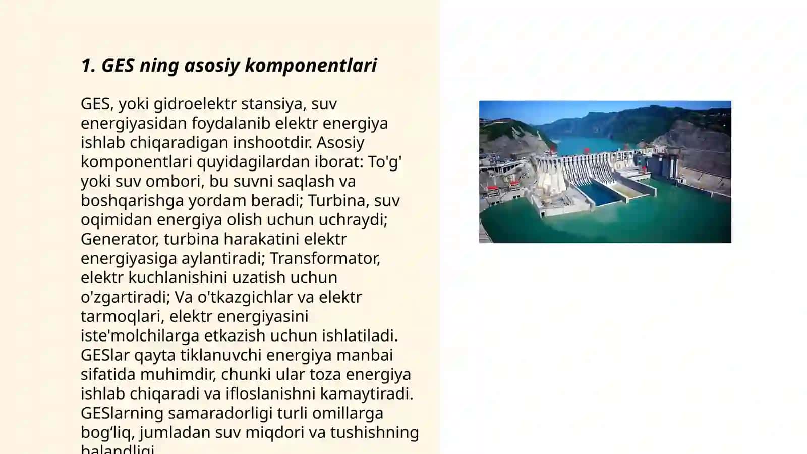 GES ning asosiy komponentlari 3