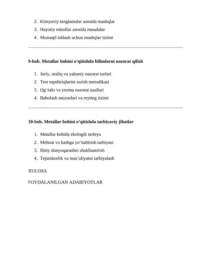 Metallar bobini oʻqitish metodikasi 3