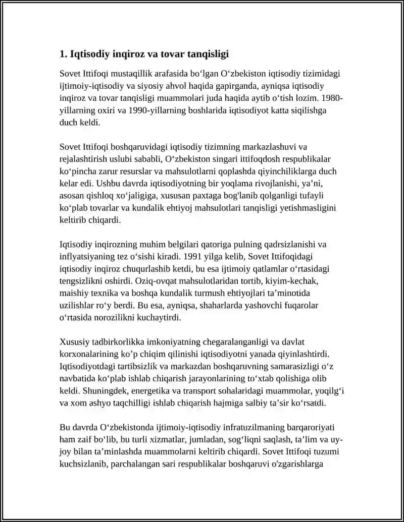 MUSTAQILLIK ARAFASIDA RESPUBLIKADAGI IJTIMOIY-IQTISODIY VA SIYOSIY AHVOL 3