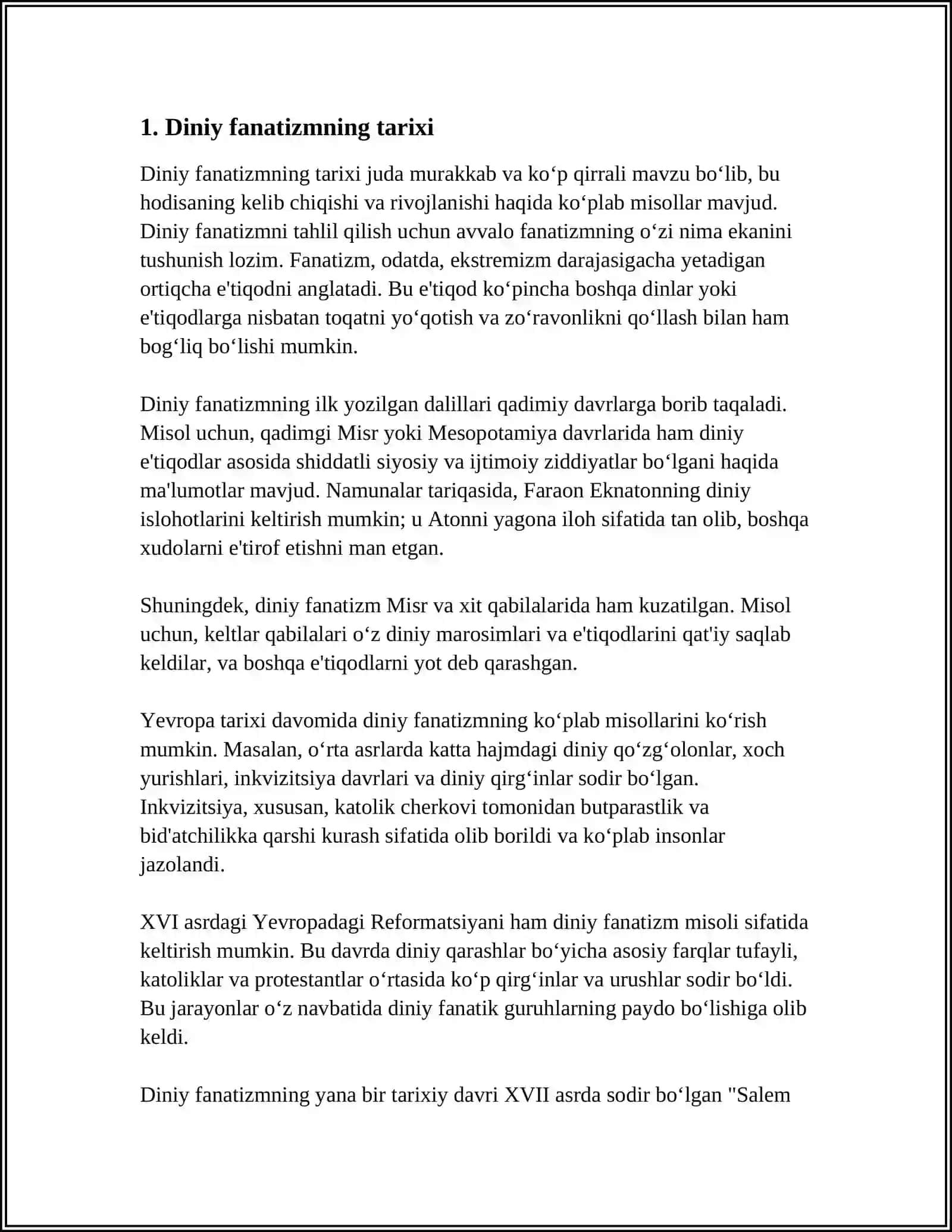 Diniy fanatizmning tarixi 3