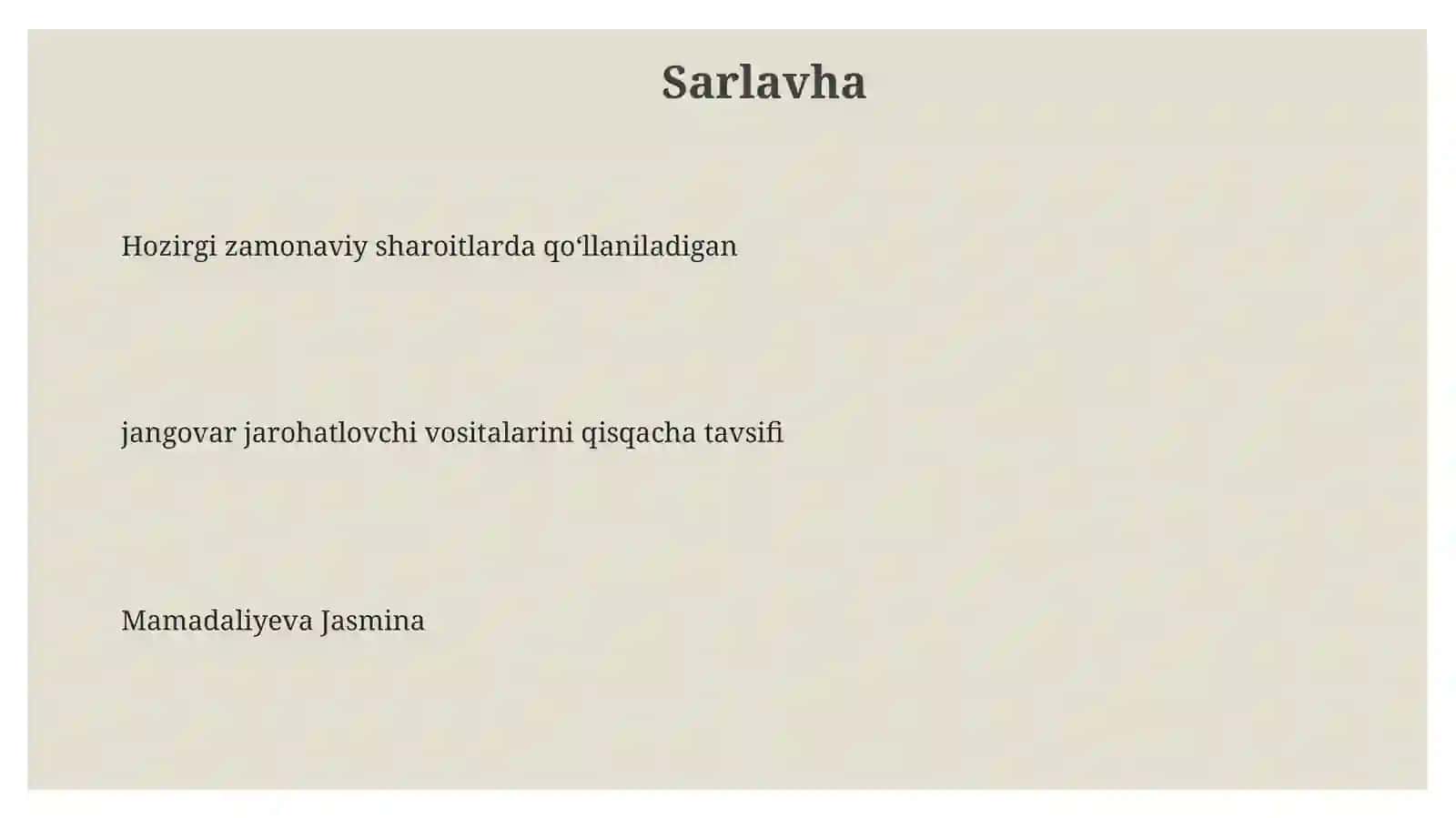 Hozirgi zamonaviy sharoitlarda qoʻllaniladigan jangovar jarohatlovchi vositalarini qisqacha tavsifi 3