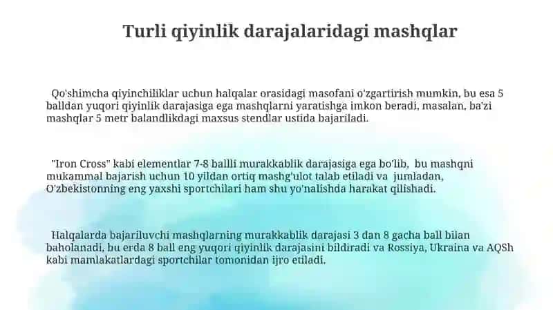 Gimnastika: halqada bajariladigan mashqlar 3