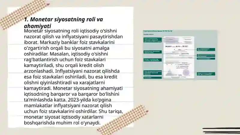 O'zbekistonda Davlatning Pul-Kredit Siyosatini Takomillashtirish Yo'nalishlari 3