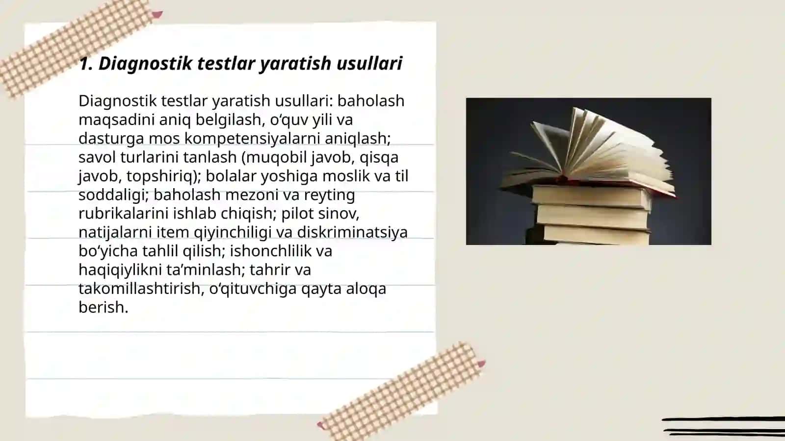 Diagnostik testlar yaratish usullari 3