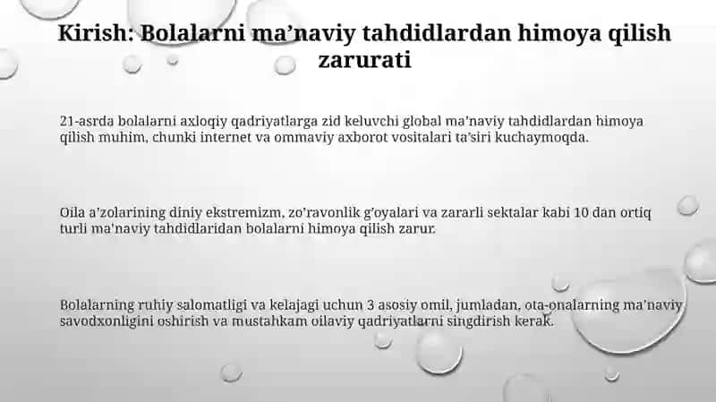 Oilada bolalarni ma'naviy tahdidlardan himoya qilish 3