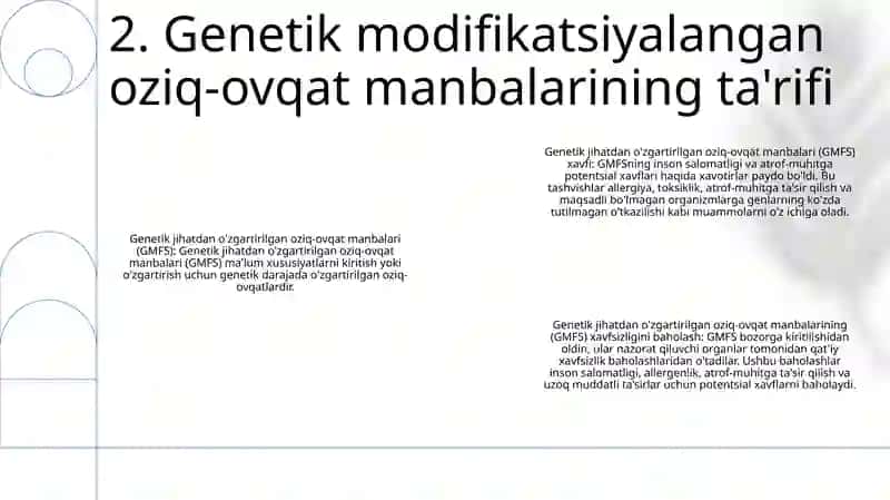 Genetik Modifitsirlangan Oziq-Ovqat Manbalarining Xavfsizligi 3