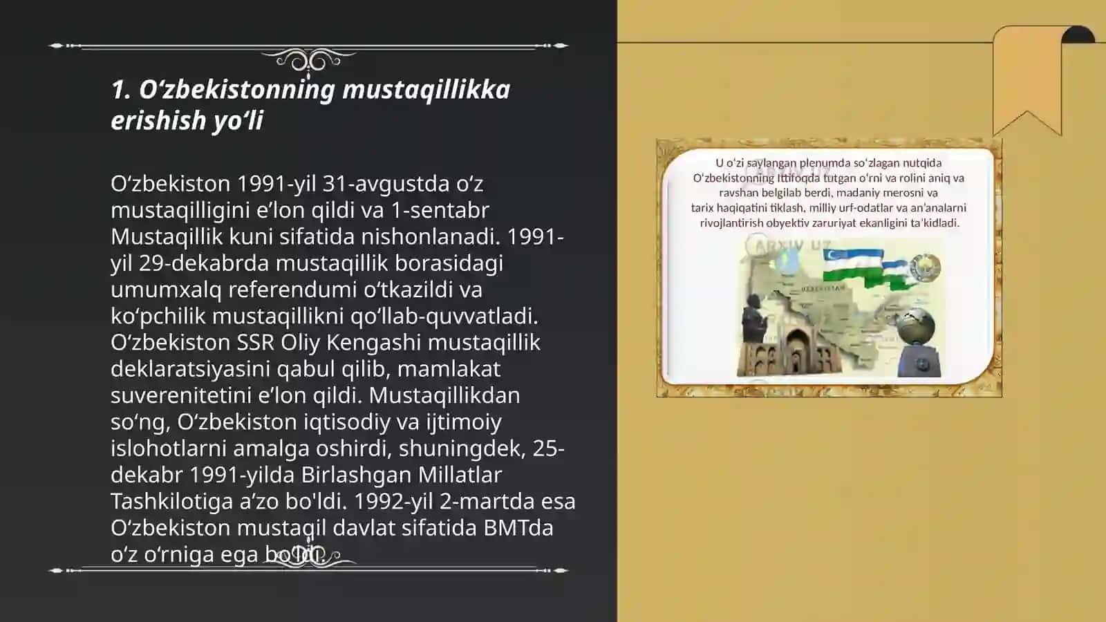 O‘zbekistonning Mustaqillikka Yo‘l 3