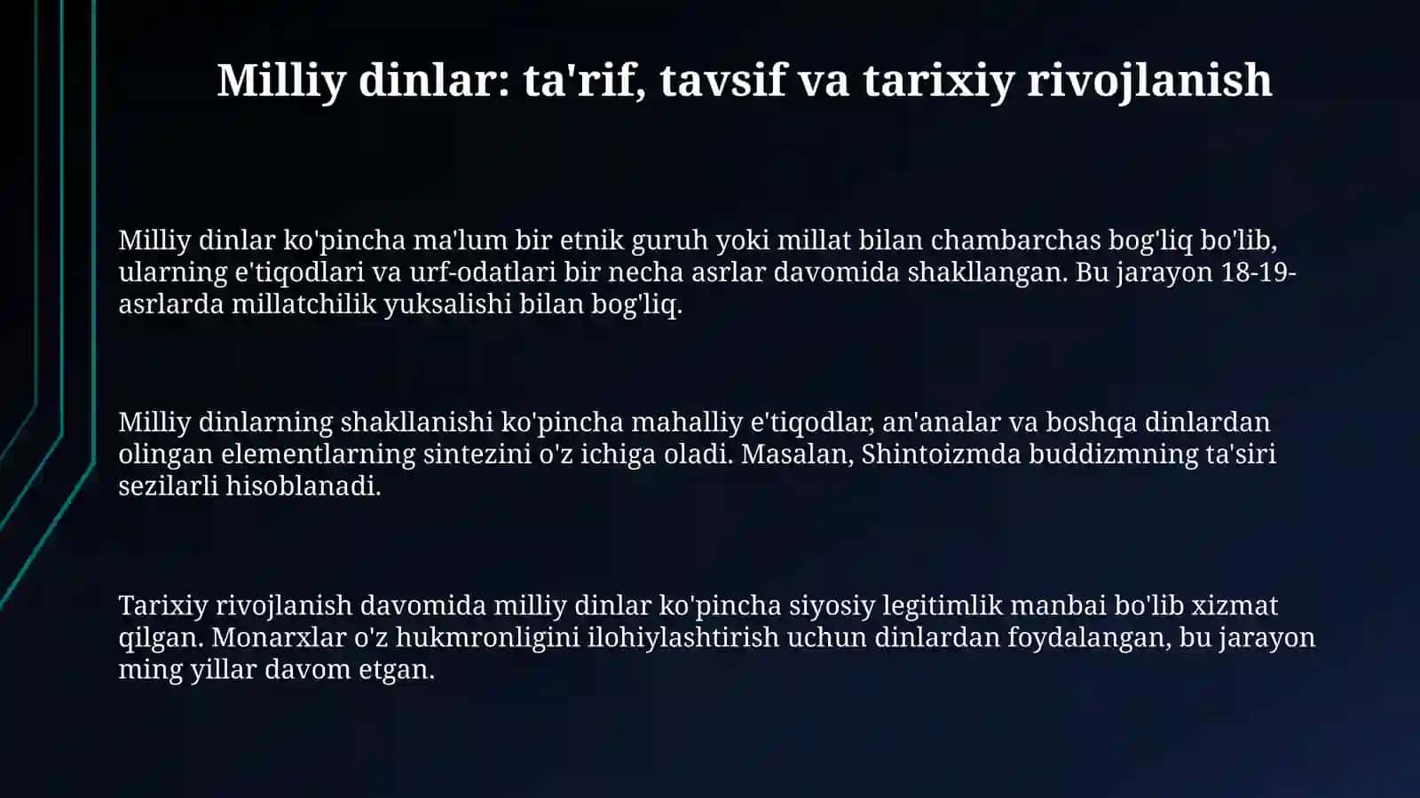 Milliy dinlarning Milliy ong va Milliy oz o'zini anglashdagi o'rni 3