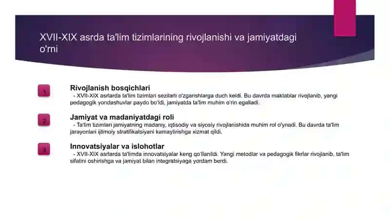 XVII-XIX asrning birinchi yarmida ta'lim 3