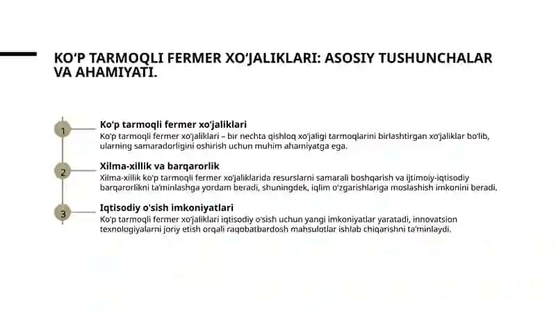 Koʻptarmoqlifermerxoʻjaliklarfaoliyatini tashkil etish va rivojlantirishyoʻllari 3