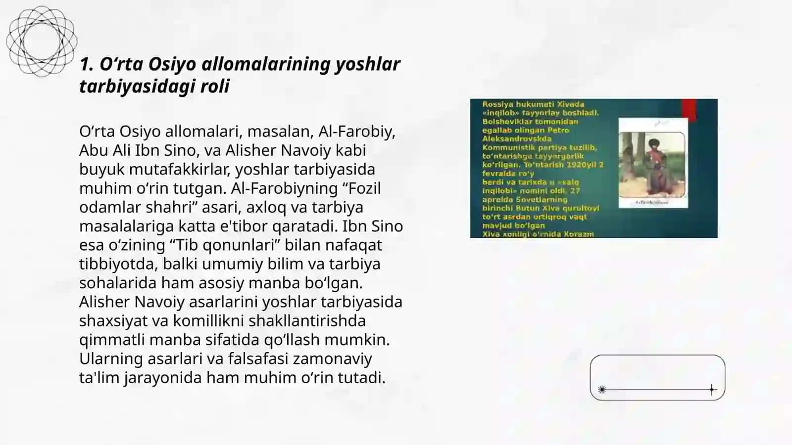 Yuksak maʼnaviyat yoshlarni tarbiyalashda Oʻrta Osiyo allomalari ilmiy meroslarining ôrni 3