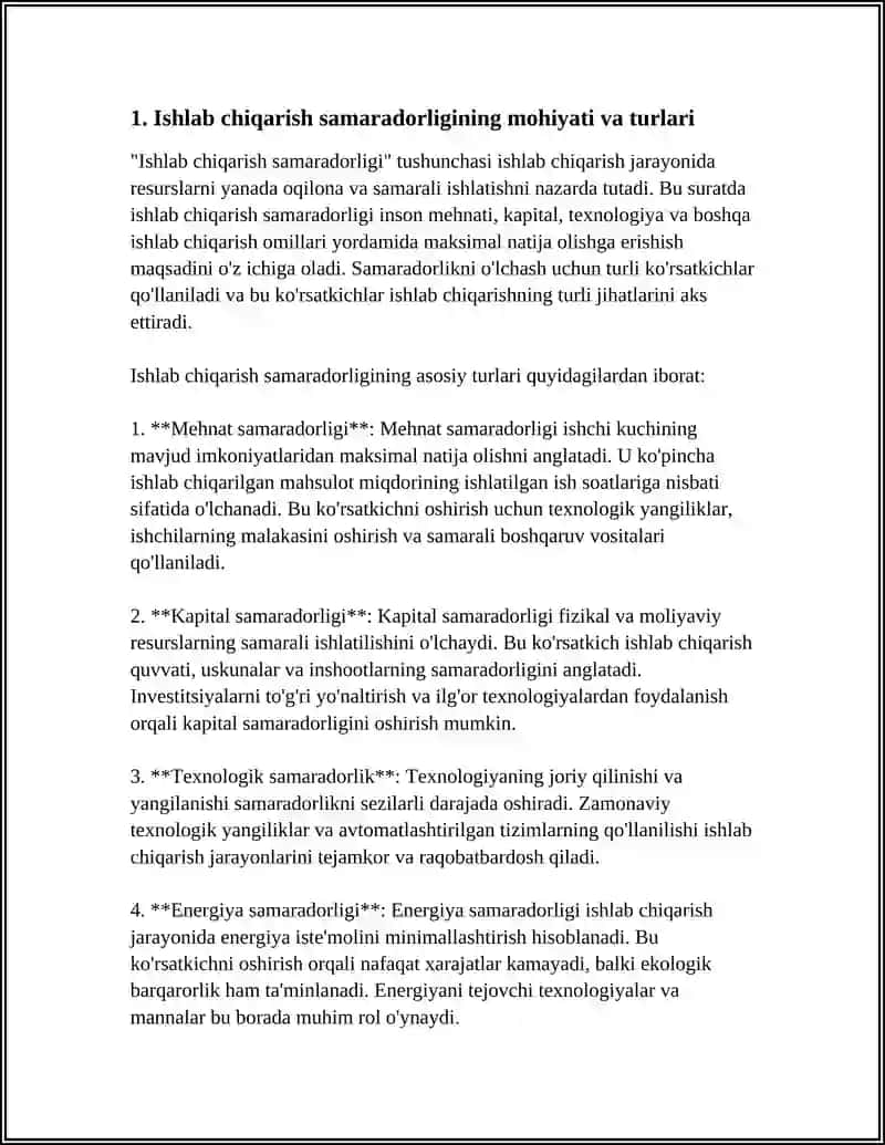ISHLAB CHIQARISH SAMARADORLIGI VA UNING KORSATGICHLARI 3