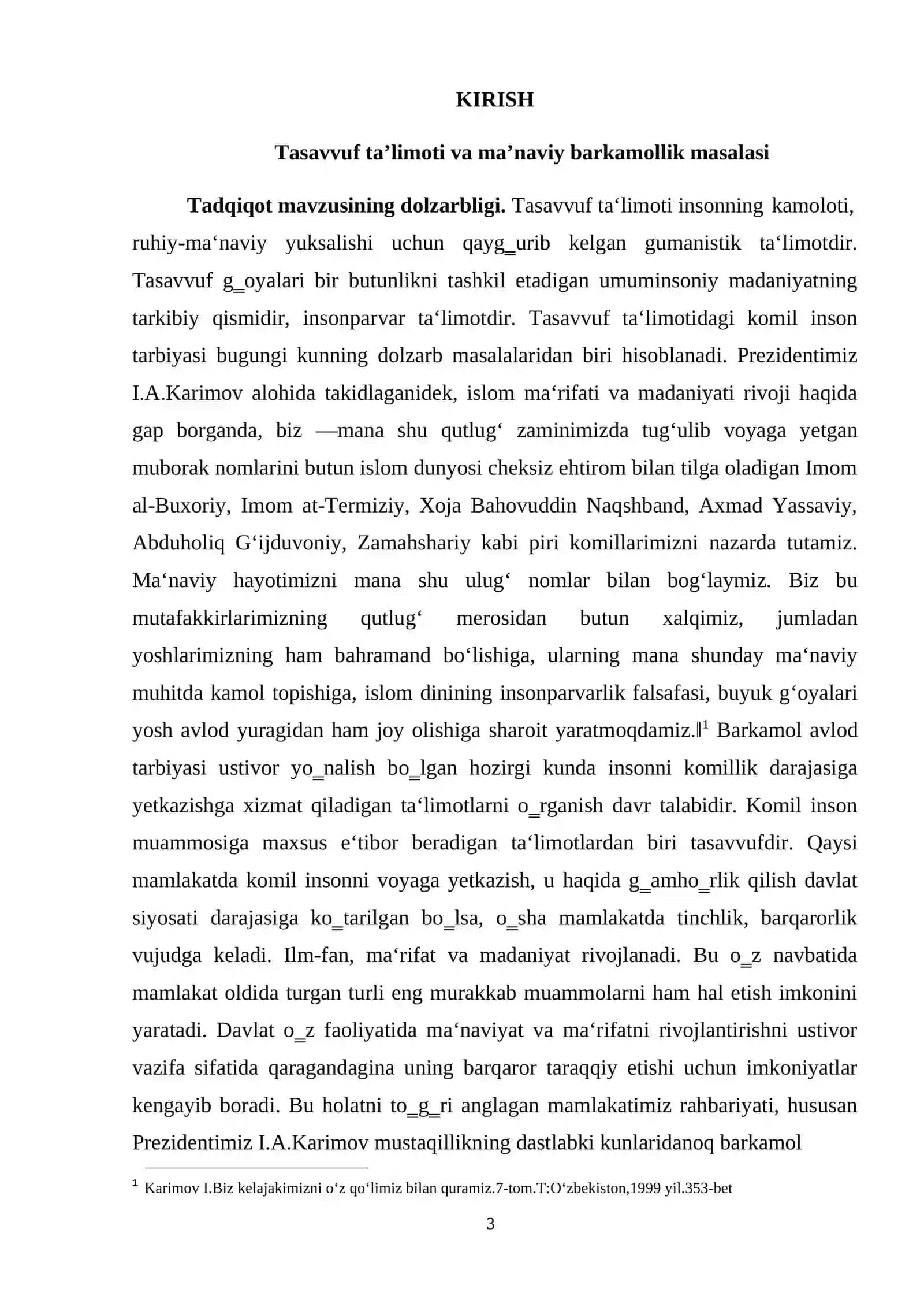 Mavzu: Tasavvuf ta'limoti va ma’naviy barkamollik masalasi 3