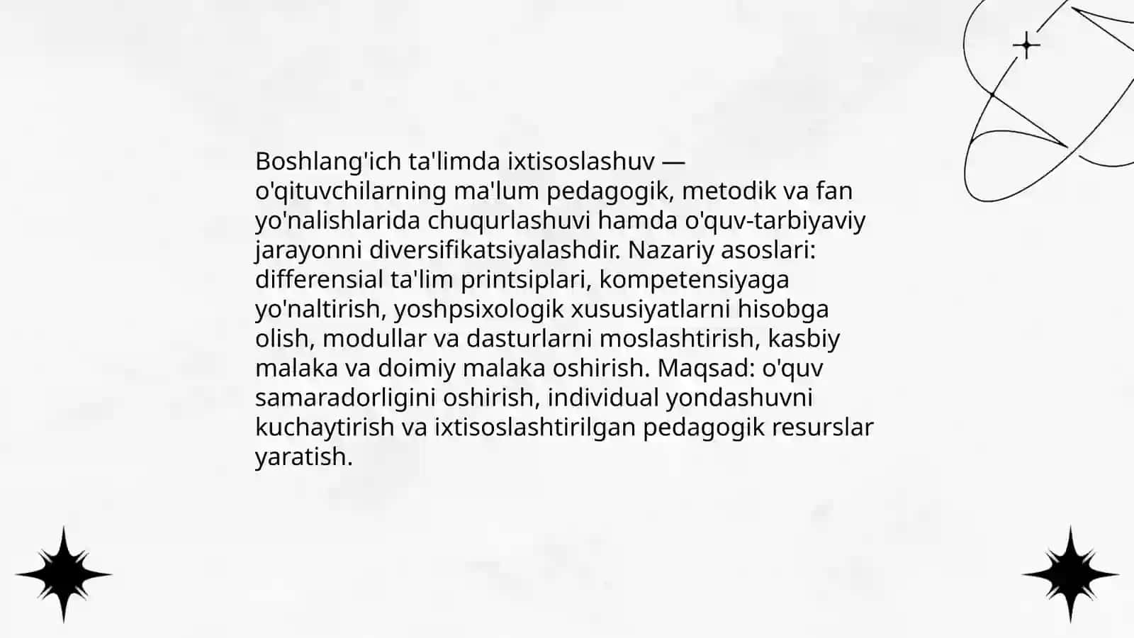 Boshlanĝich ta'limda ixtisoslashuvni amalga oshirish asoslari 3