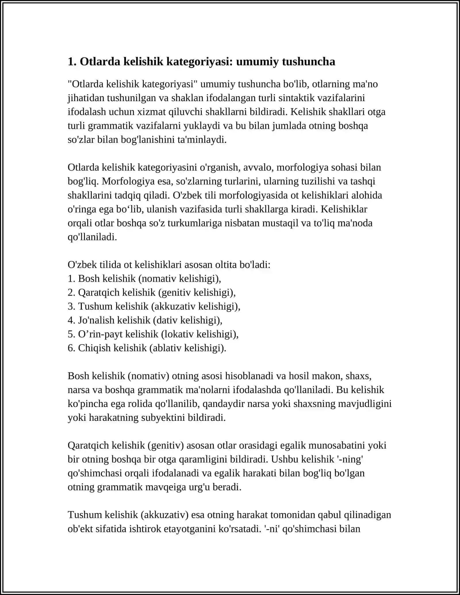 Otlarda kelishik kategoriyasi 3