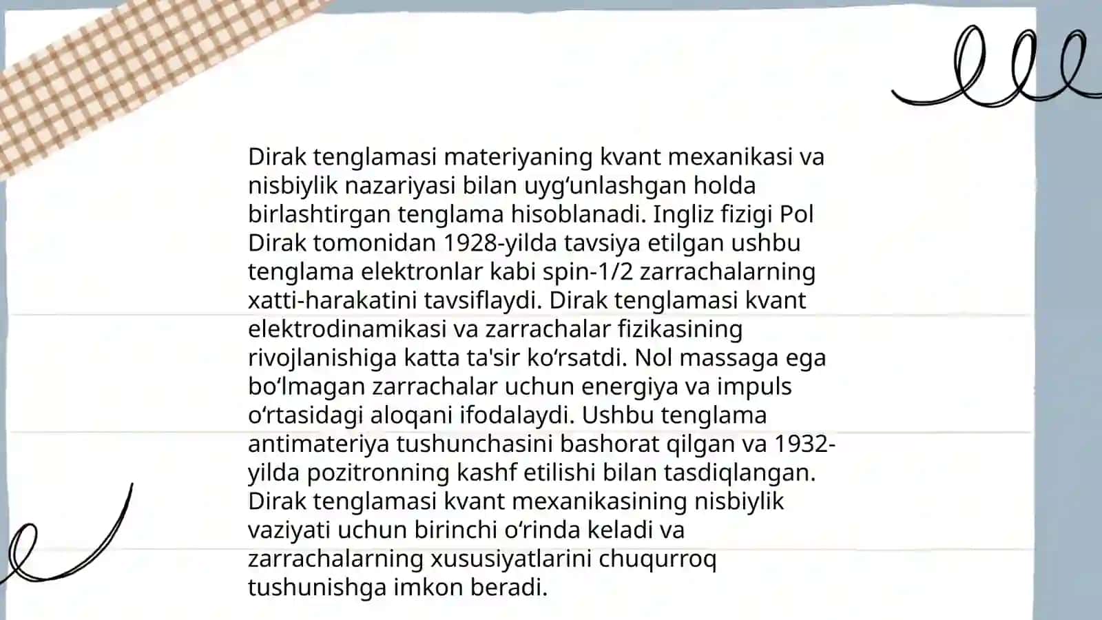 Dirak Pauli tenglamasi 3