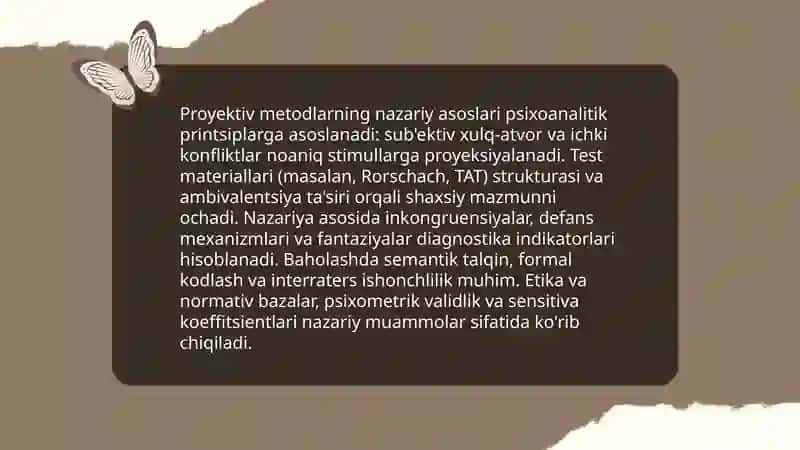 Proyektiv metodlarning o'rniga Inson ruhiy holatini o'rganish 3