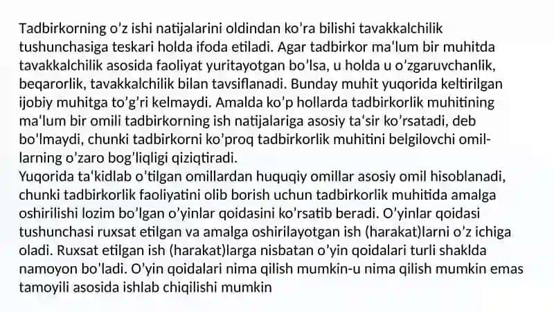 Biznes faoliyatini tashkil etishning o‘ziga xos xususiyatlari 3