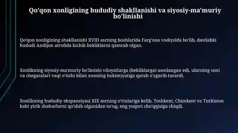 Qo`qon Xonligi tarixiy geografiyasi 3