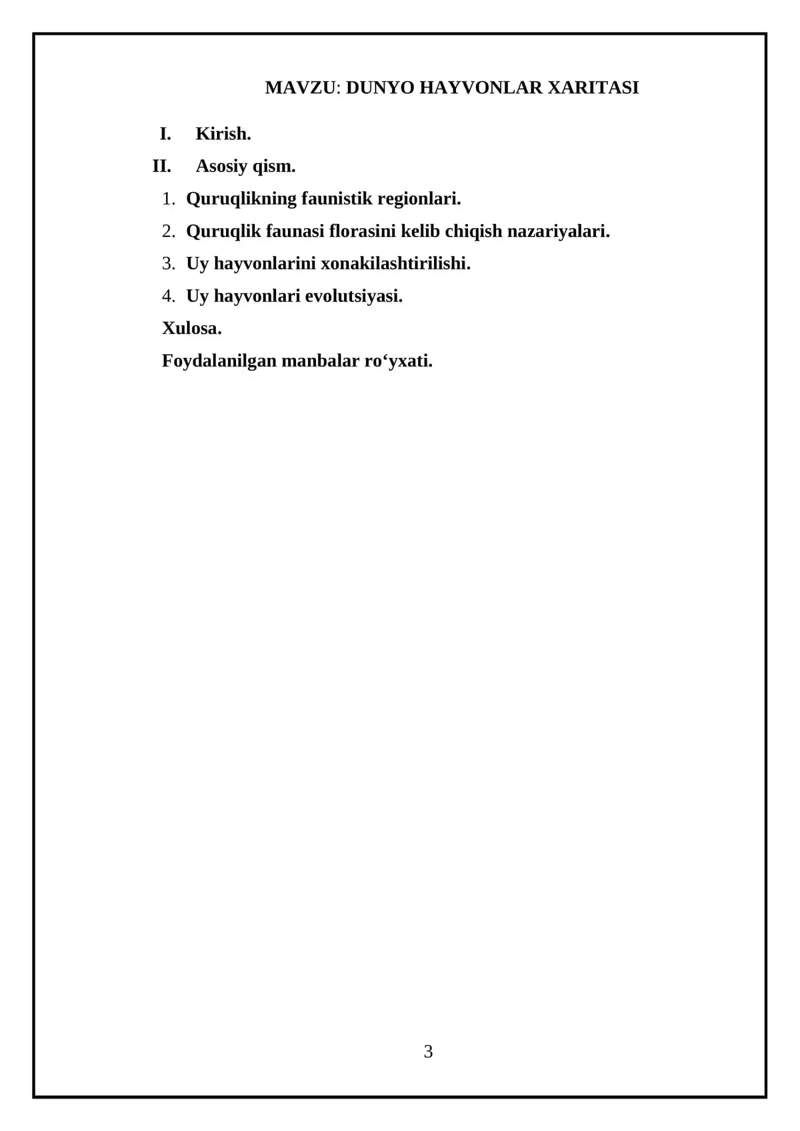Geografiya fanidan Dunyo hayvonlar xaritasi mavzusida kurs ishi 3