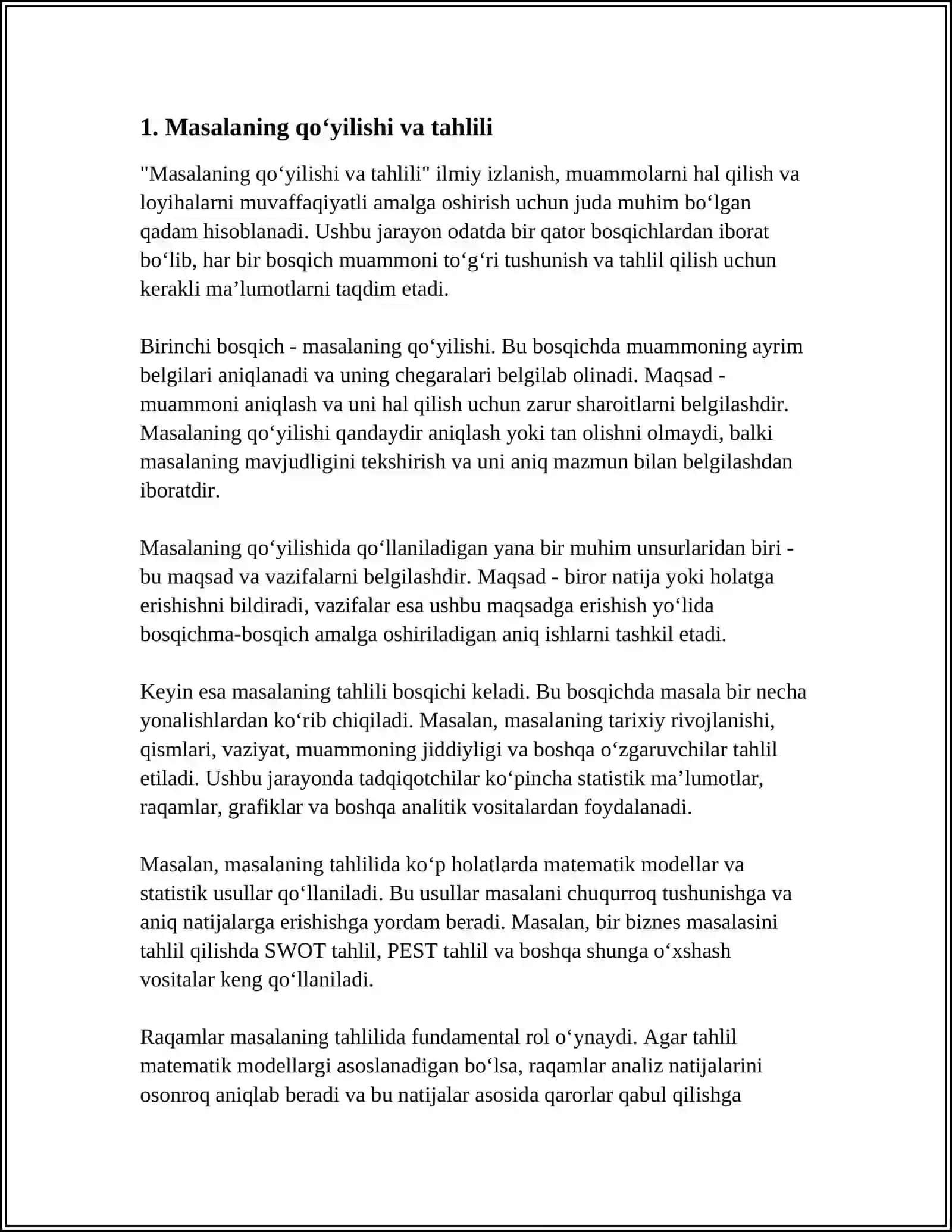 MASALA YECHISHGA OʻRGATISHNING UMUMIY USULLARI USTIDA ISHLASH 3