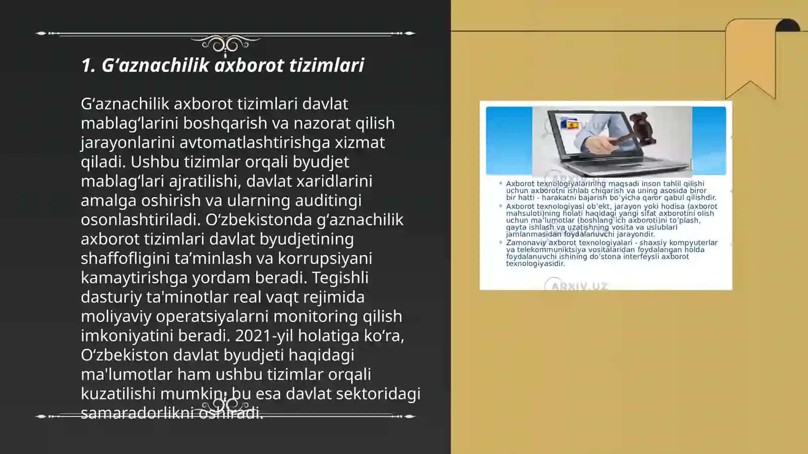 Gʻaznachilikdagi axborot komplekslari va texnologiyalari 3