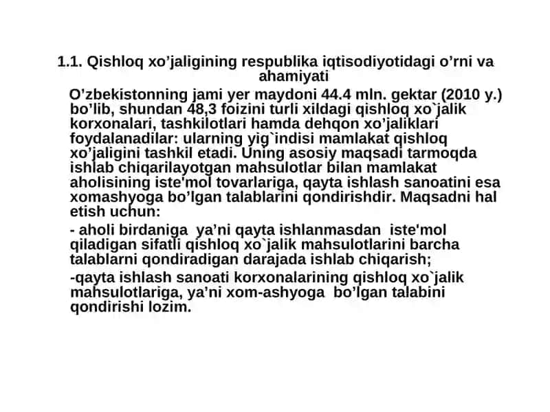 Qishloq xo'jaligi va sanoat sohasidagi o'zgarishlar 3