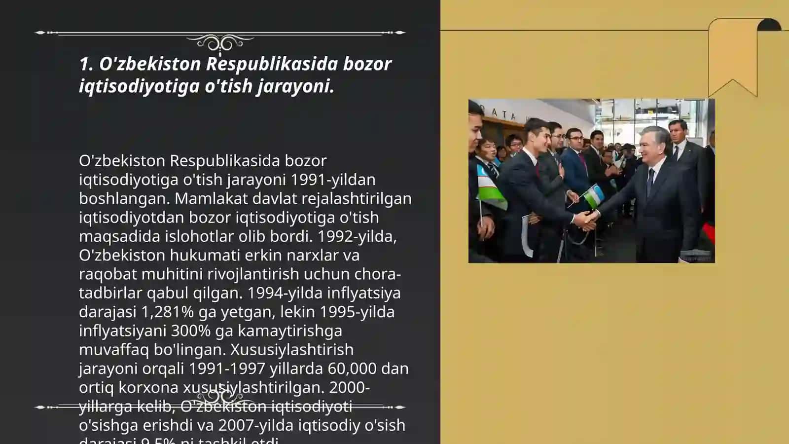 O'zbekiston Respublikasida bozor infratuzilmasining shakllanishi. Karimova Mohira 3