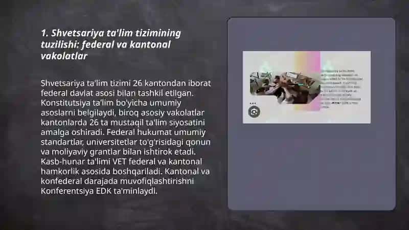 Shvetsariya ta'lim tizimi 3
