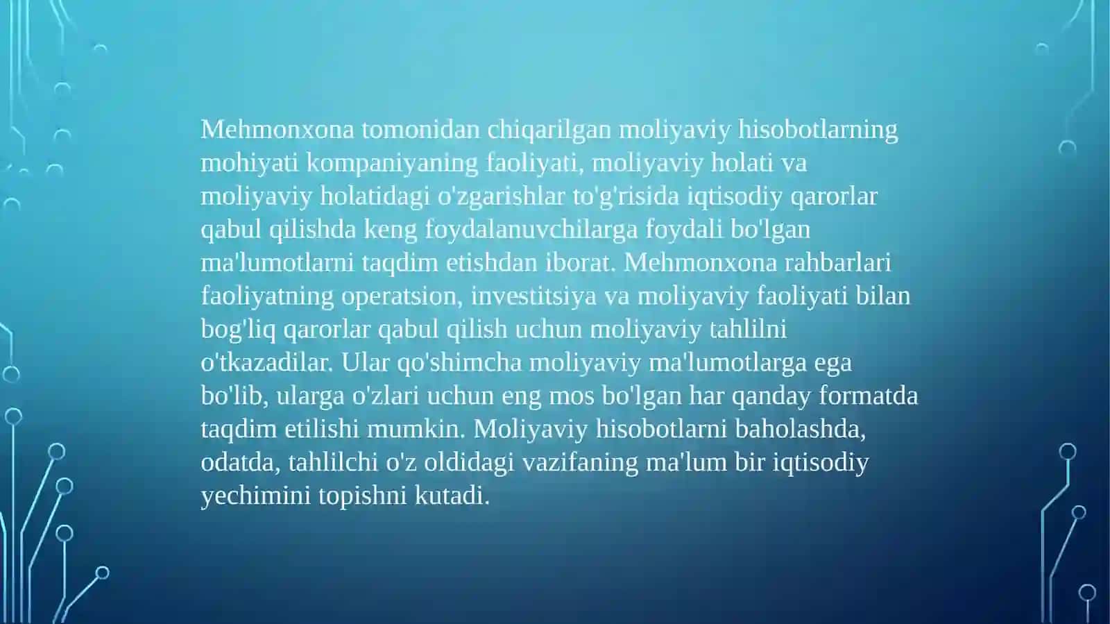 Mehmonxonalarning moliyaviy hisobotlari va ularning tasnifi 3