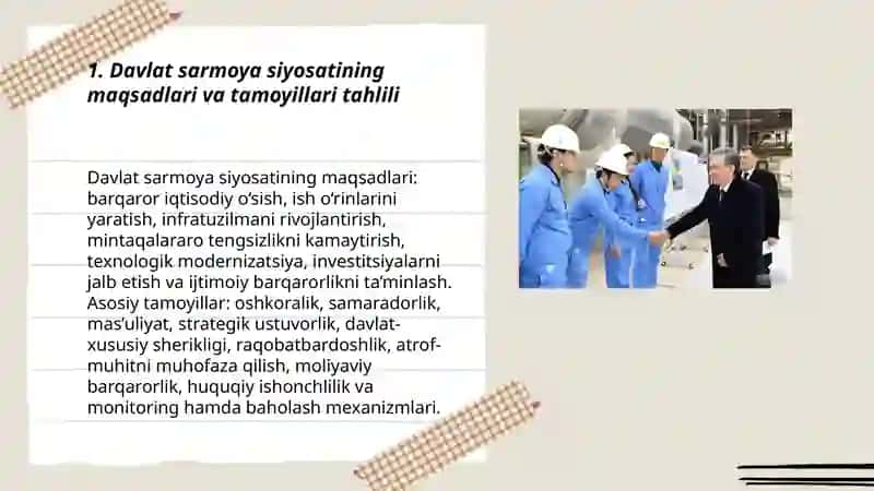 Davlat sarmoya siyosati taxlili 3