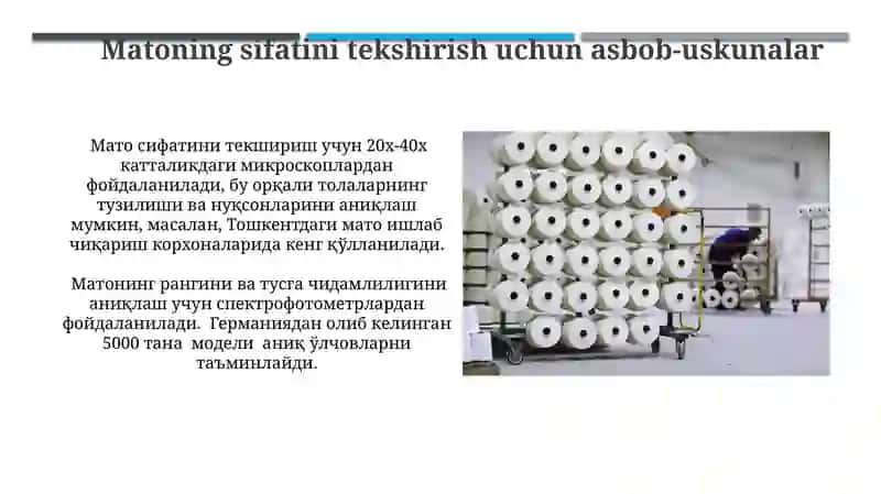 Matoning sifatini tekshirish uskunalari 3