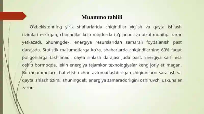 Chiqindilarni qayta ishlash va energiya tejamkor texnologiyalarni joriy etish 3