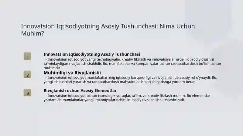 Innovatsion iqtisodiyot tushunchasi va o'ziga xos xususiyatlari 3