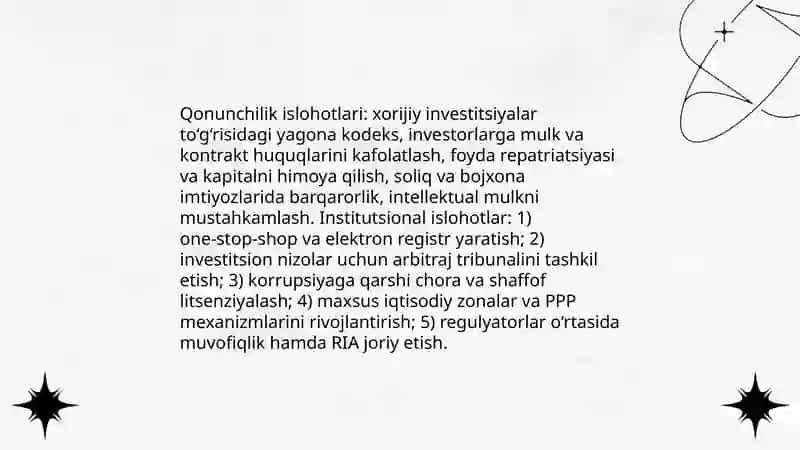 Xorijiy investitsiyalarni jalb qilishning muhimiyati 3