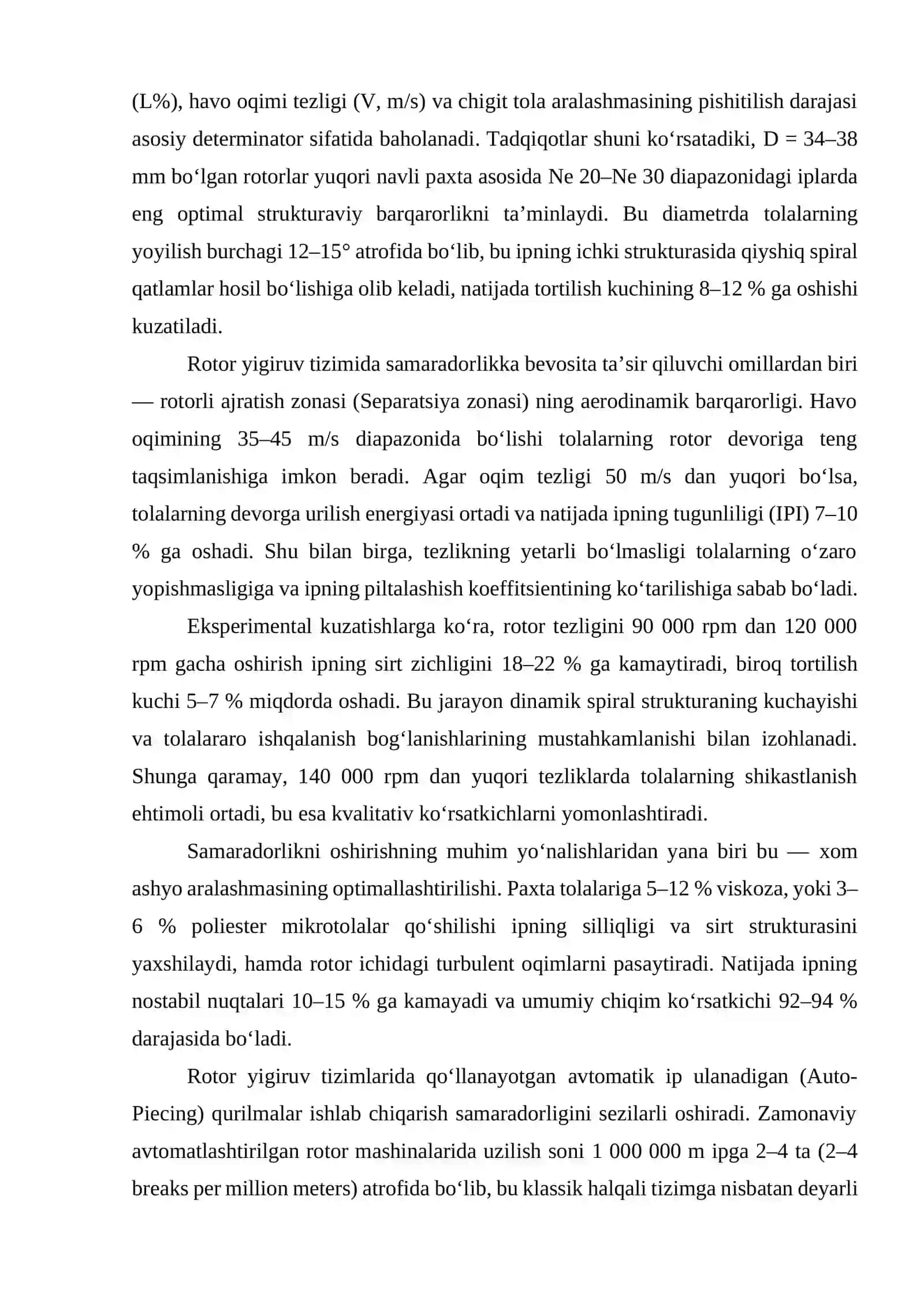 ROTOR YIGIRUV TEXNOLOGIYASI ASOSIDA IP ISHLAB CHIQARISH SAMARADORLIGINI OSHIRISH 3