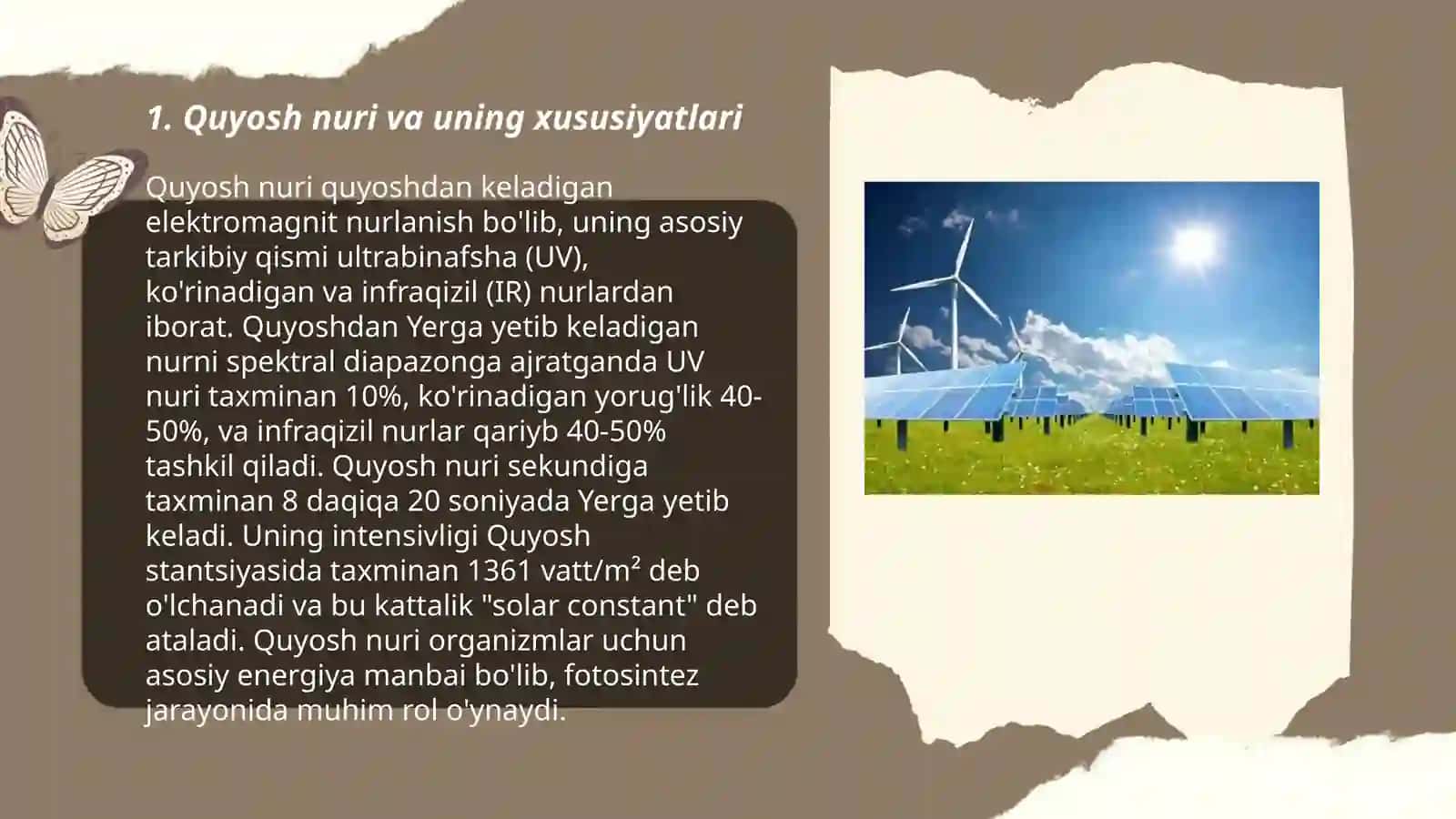 Quyosh nurini issiqlik energiyasiga aylantiruvchi qurilmalar va ularda yuz beradigan texnalogik jarayonlar mavzusida taqdimot tayyorlash 3